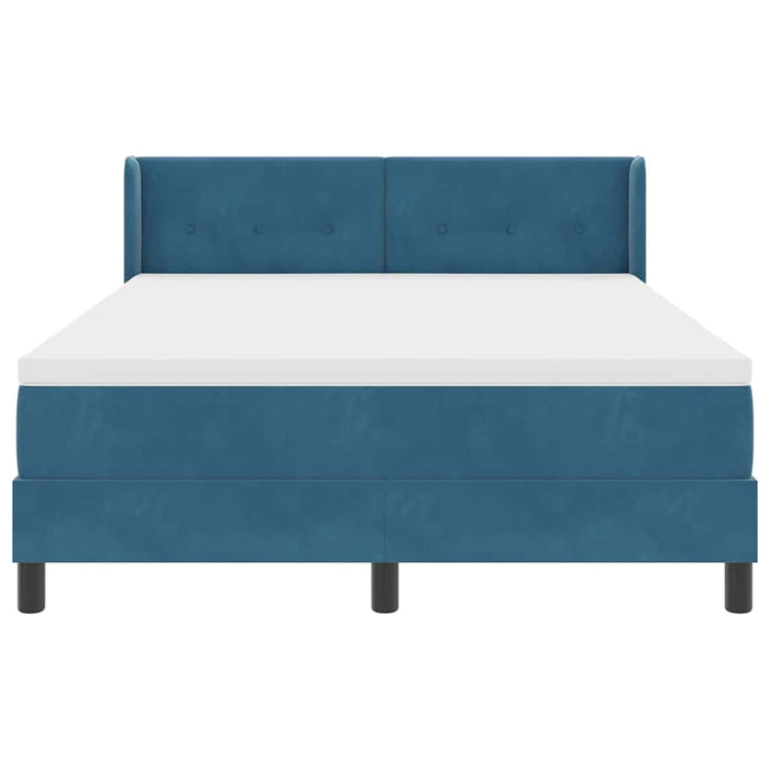 Pat cu arcuri cu headboard Albastru închis 200 x 140 cm Catifea - WALTI WALTI