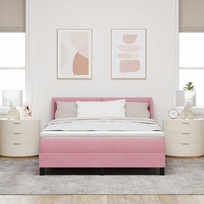 Pat cu arcuri cu saltea cu headboard Roz 200 x 160 cm Poliester - WALTI WALTI