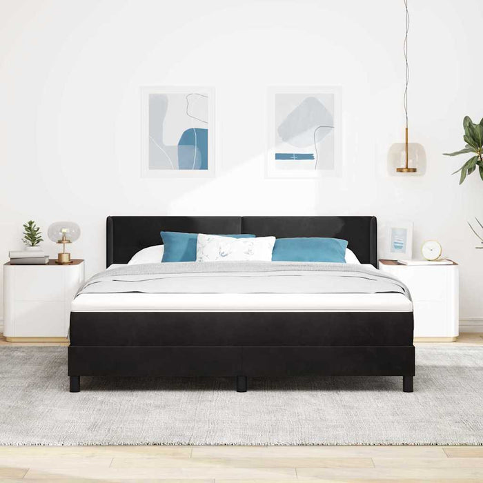 Pat cu arcuri cu saltea Negru 200 x 180 cm Poliester - WALTI WALTI