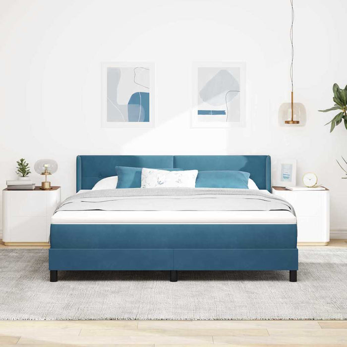 Pat cu arcuri cu saltea Albastru închis 200 x 180 cm Poliester - WALTI WALTI
