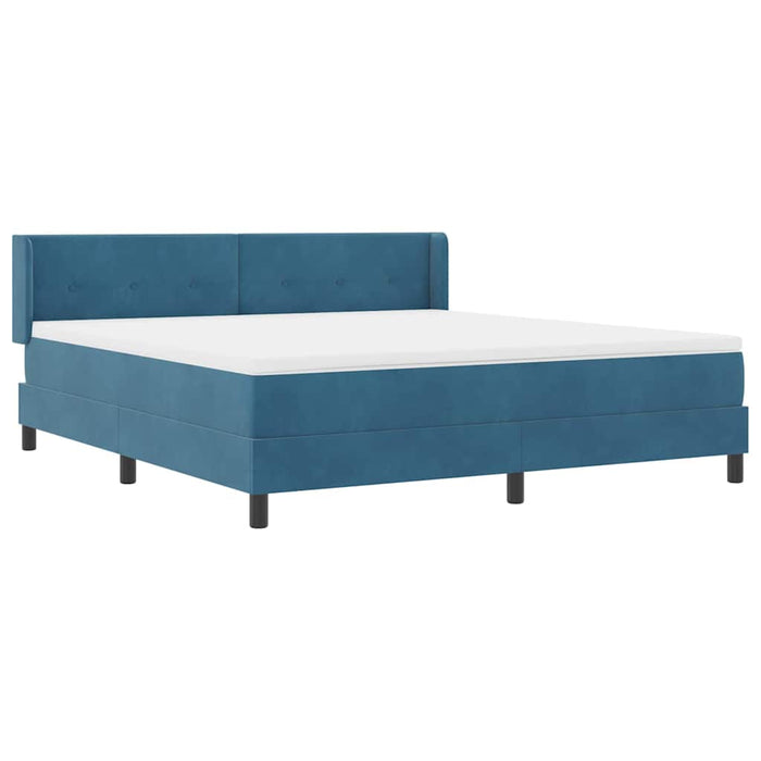 Pat cu arcuri cu saltea Albastru închis 200 x 180 cm Poliester - WALTI WALTI