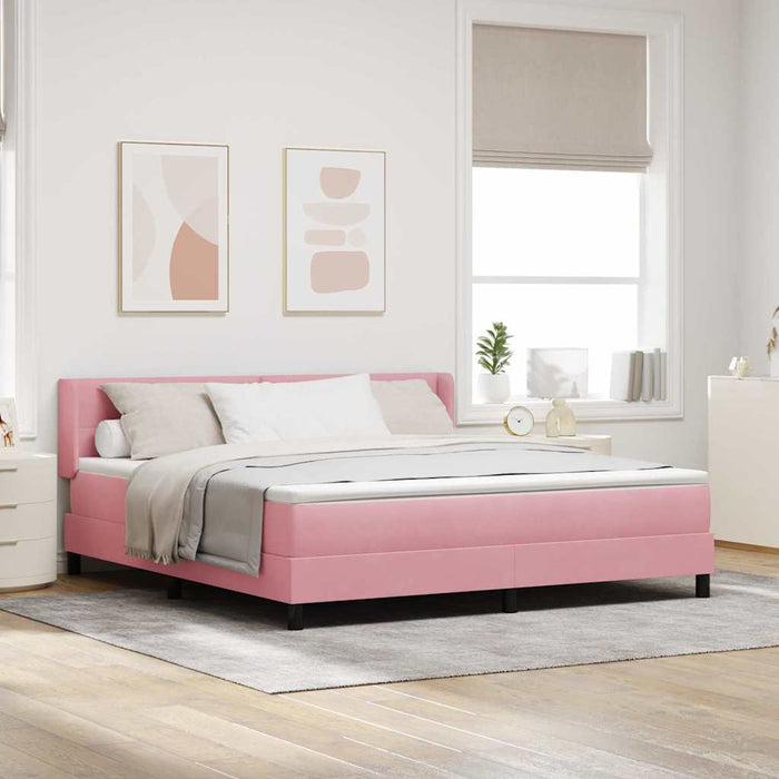 Pat cu arcuri cu saltea cu headboard Roz 200 x 180 cm Poliester - WALTI WALTI