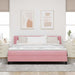 Pat cu arcuri cu saltea cu headboard Roz 200 x 180 cm Poliester - WALTI WALTI