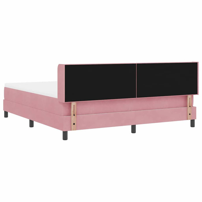 Pat cu arcuri cu saltea cu headboard Roz 200 x 180 cm Poliester - WALTI WALTI