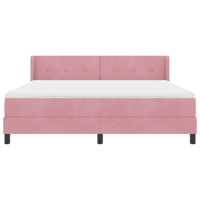 Pat cu arcuri cu saltea cu headboard Roz 200 x 180 cm Poliester - WALTI WALTI