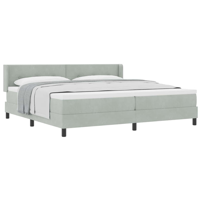 Pat cu arcuri cu saltea Gri deschis 200 x 200 cm Poliester - WALTI WALTI