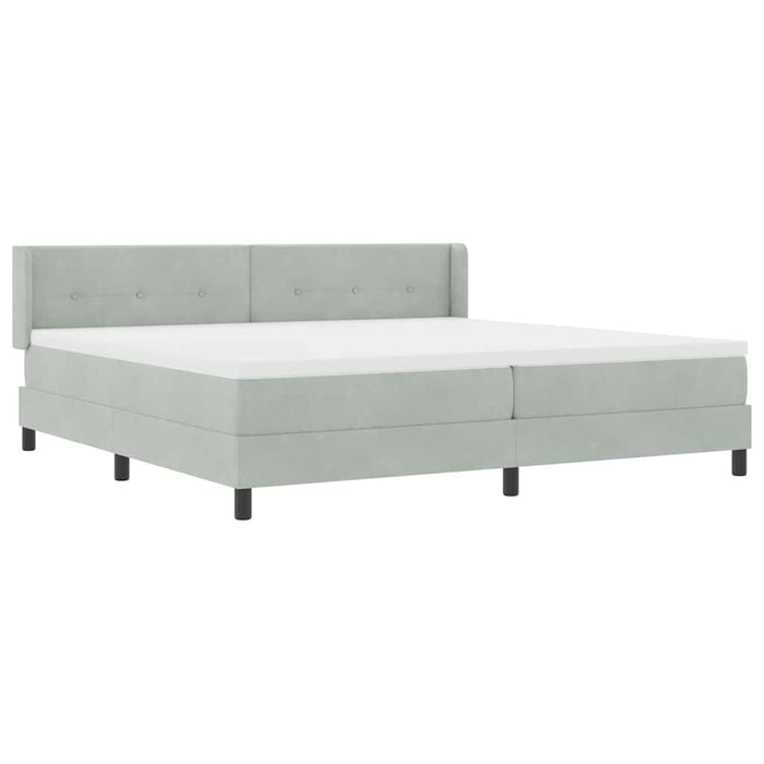 Pat cu arcuri cu saltea Gri deschis 200 x 200 cm Poliester - WALTI WALTI