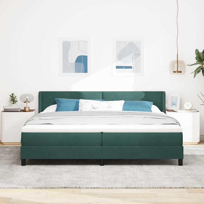 Pat cu arcuri cu saltea Verde închis 200 x 200 cm Poliester - WALTI WALTI