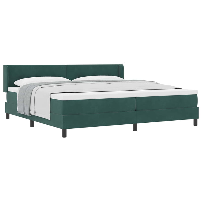 Pat cu arcuri cu saltea Verde închis 200 x 200 cm Poliester - WALTI WALTI