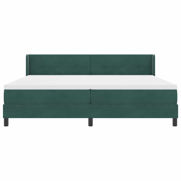 Pat cu arcuri cu saltea Verde închis 200 x 200 cm Poliester - WALTI WALTI