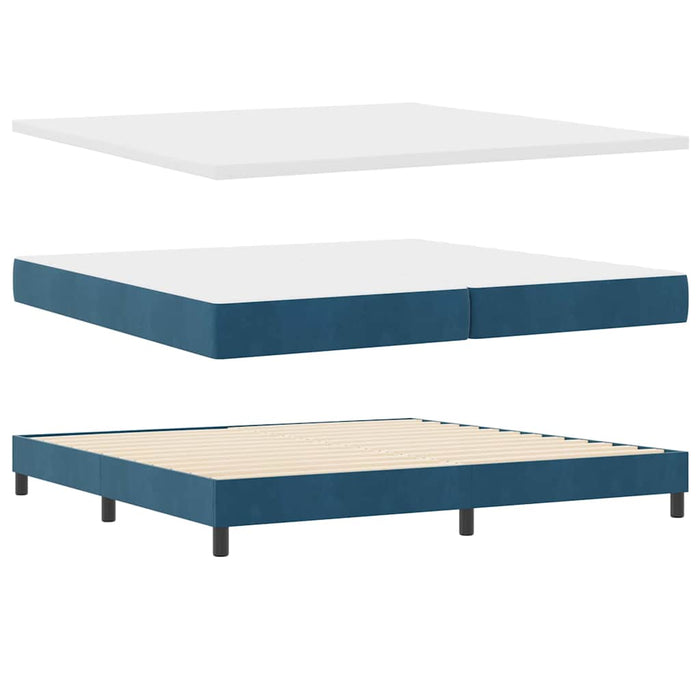 Pat cu arcuri cu headboard Albastru închis 200 x 200 cm Catifea - WALTI WALTI