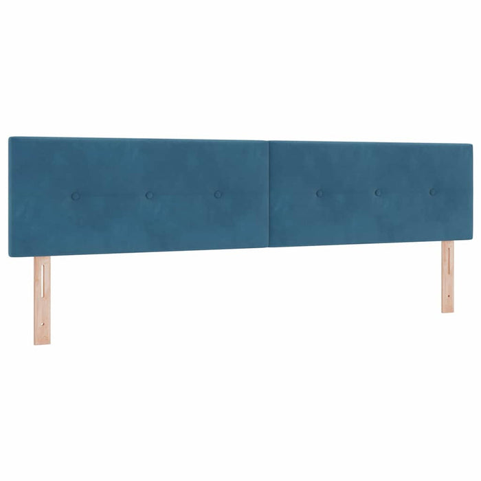 Pat cu arcuri cu headboard Albastru închis 200 x 200 cm Catifea - WALTI WALTI