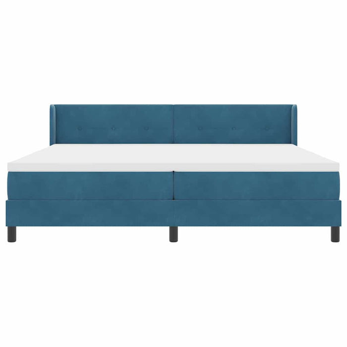 Pat cu arcuri cu headboard Albastru închis 200 x 200 cm Catifea - WALTI WALTI