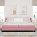 Pat cu arcuri cu saltea cu headboard Roz 200 x 200 cm Poliester - WALTI WALTI