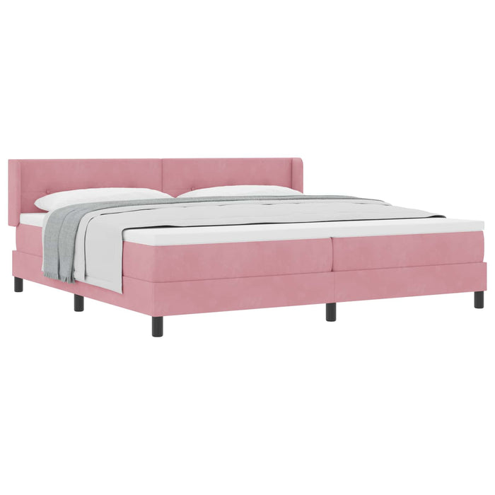 Pat cu arcuri cu saltea cu headboard Roz 200 x 200 cm Poliester - WALTI WALTI