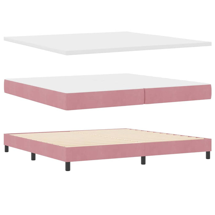 Pat cu arcuri cu saltea cu headboard Roz 200 x 200 cm Poliester - WALTI WALTI