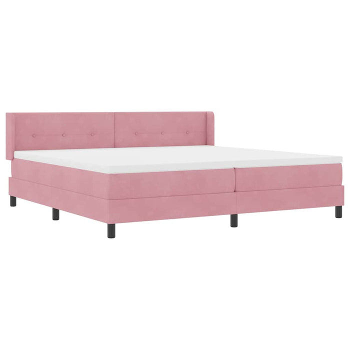 Pat cu arcuri cu saltea cu headboard Roz 200 x 200 cm Poliester - WALTI WALTI