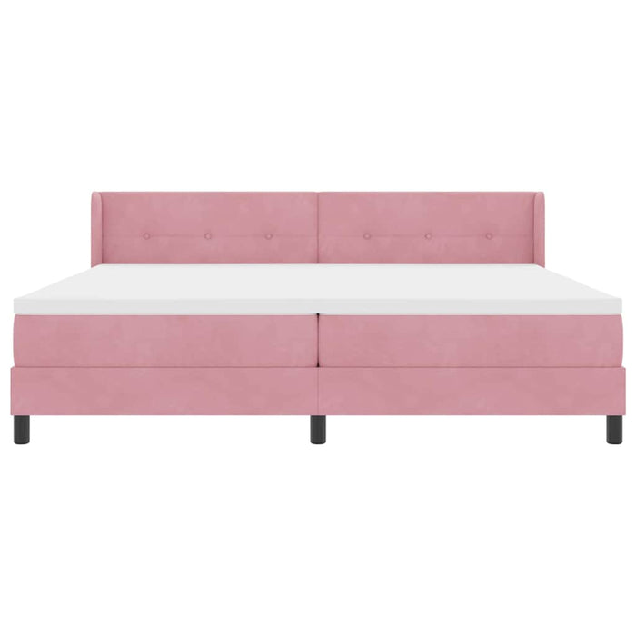 Pat cu arcuri cu saltea cu headboard Roz 200 x 200 cm Poliester - WALTI WALTI