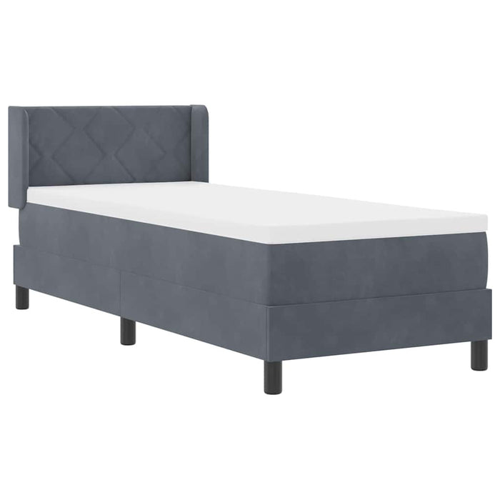 Pat cu Saltea cu Arcuri Negru 100x200 cm Catifea Gri închis - WALTI WALTI