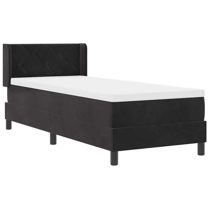 Pat cu Saltea cu Arcuri Negru 100x200 cm Catifea Negru - WALTI WALTI