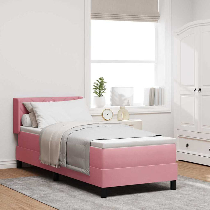 Pat cu arcuri cu headboard Manual Roz 200 x 80 cm Catifea - WALTI WALTI