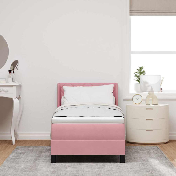 Pat cu arcuri cu headboard Manual Roz 200 x 80 cm Catifea - WALTI WALTI