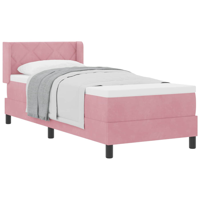 Pat cu arcuri cu headboard Manual Roz 200 x 80 cm Catifea - WALTI WALTI