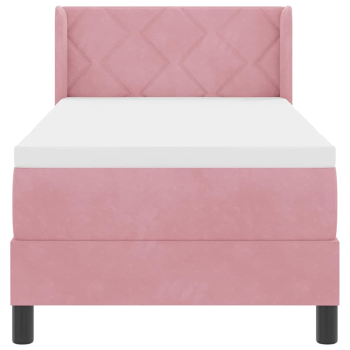 Pat cu arcuri cu headboard Manual Roz 200 x 80 cm Catifea - WALTI WALTI