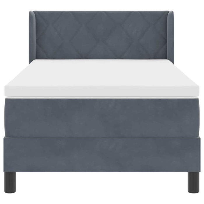 Pat cu Saltea cu Arcuri Negru 100x200 cm Catifea Gri închis - WALTI WALTI