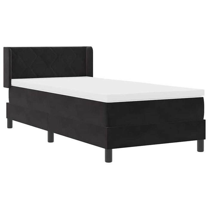 Pat cu Saltea cu Arcuri Negru 100x200 cm Catifea Negru - WALTI WALTI