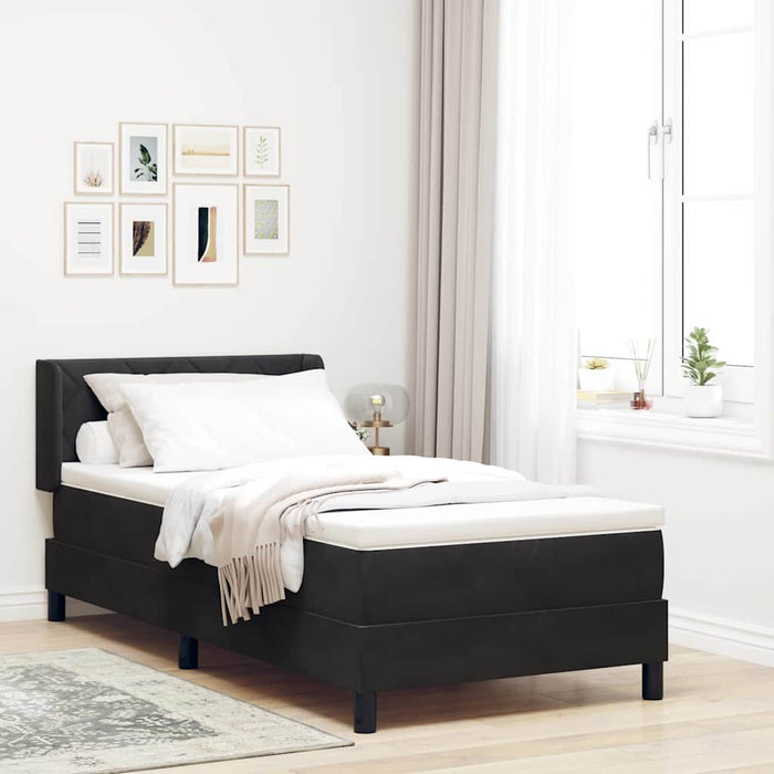 Pat cu Saltea cu Arcuri Negru 100x200 cm Catifea Negru - WALTI WALTI