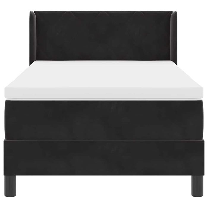 Pat cu Saltea cu Arcuri Negru 100x200 cm Catifea Negru - WALTI WALTI