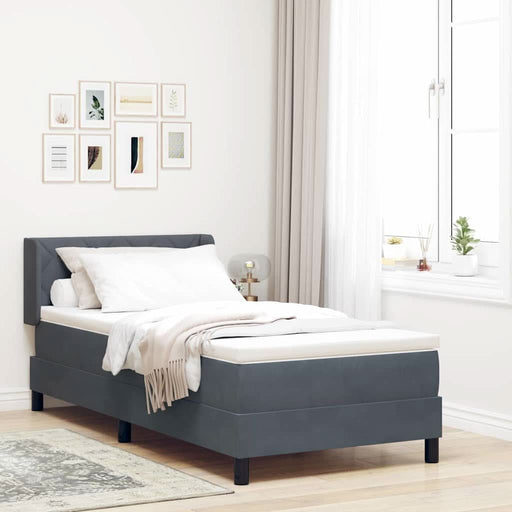 Pat cu arcuri cu headboard Gri închis 200 x 100 cm Catifea - WALTI WALTI