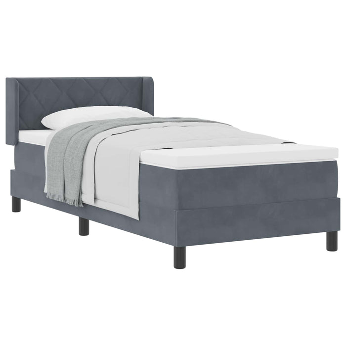 Pat cu arcuri cu headboard Gri închis 200 x 100 cm Catifea WALTI