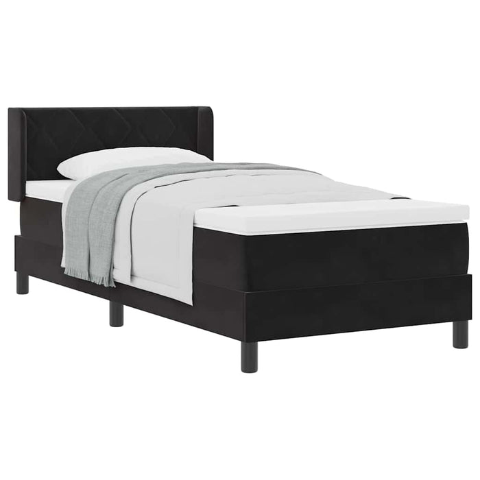 Pat cu Saltea cu Arcuri Negru 100x200 cm Catifea Negru - WALTI WALTI