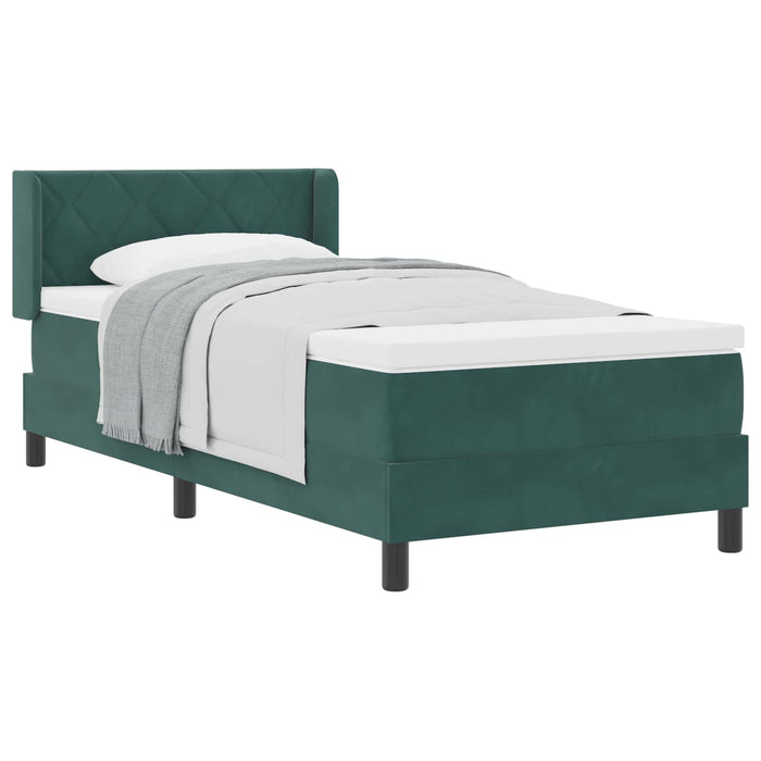 Pat cu arcuri cu headboard Verde închis 200 x 100 cm Catifea WALTI