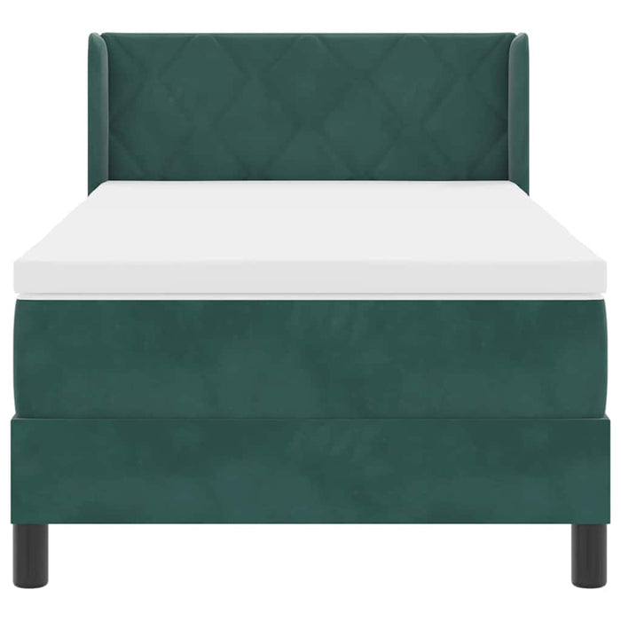 Pat cu arcuri cu headboard Verde închis 200 x 100 cm Catifea WALTI