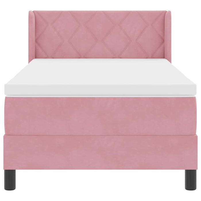 Pat cu arcuri cu headboard Manual Roz 200 x 100 cm Catifea WALTI