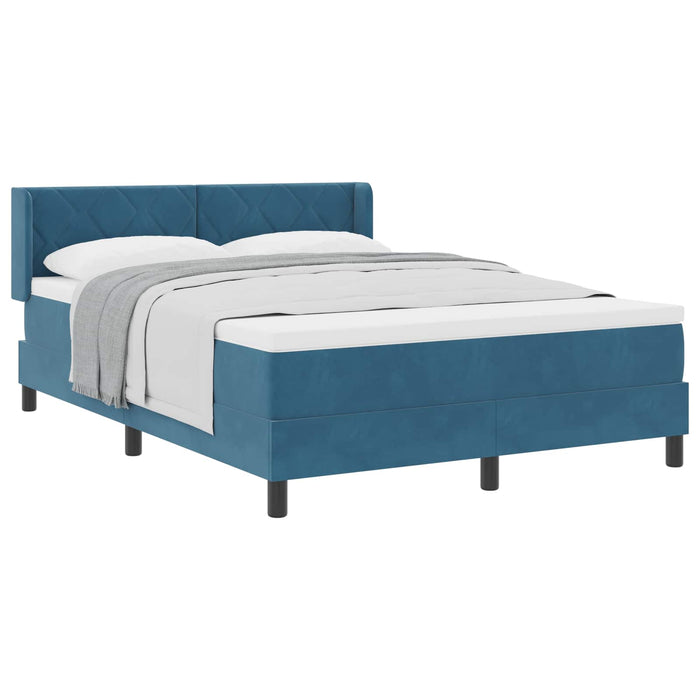 Pat cu arcuri cu headboard Albastru închis 190 x 140 cm Catifea - WALTI WALTI