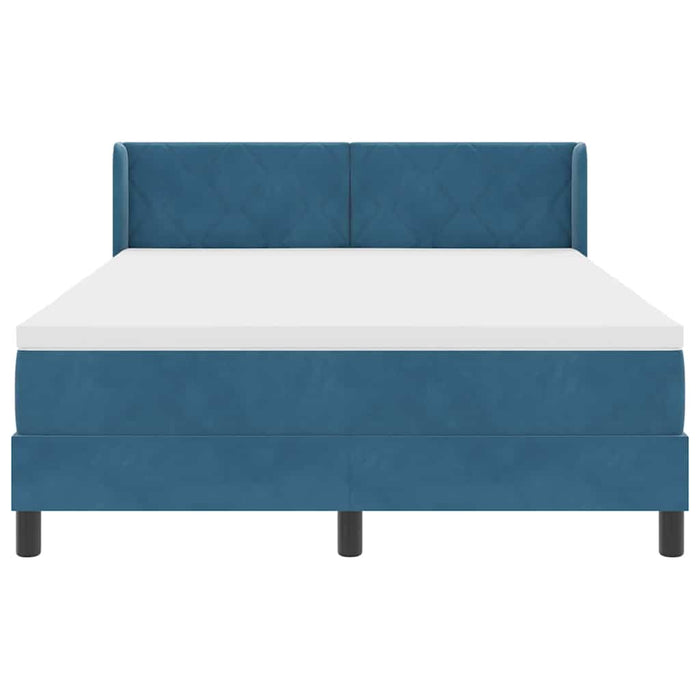 Pat cu arcuri cu headboard Albastru închis 190 x 140 cm Catifea - WALTI WALTI
