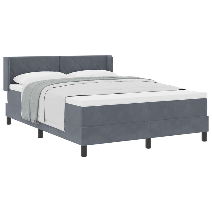 Pat cu arcuri cu headboard Gri închis 200 x 140 cm Catifea WALTI