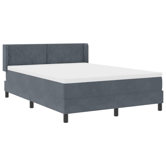 Pat cu arcuri cu headboard Gri închis 200 x 140 cm Catifea WALTI