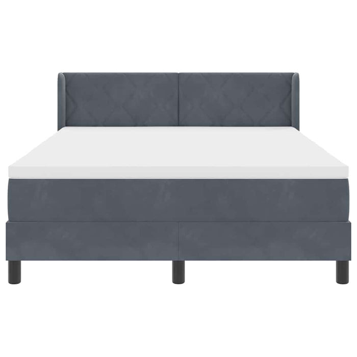 Pat cu arcuri cu headboard Gri închis 200 x 140 cm Catifea WALTI