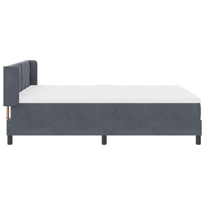 Pat cu arcuri cu headboard Gri închis 200 x 140 cm Catifea WALTI