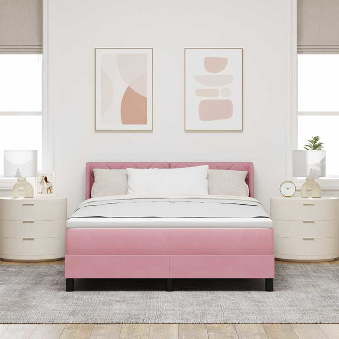 Pat cu arcuri cu headboard Manual Roz 200 x 140 cm Catifea - WALTI WALTI