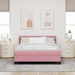 Pat cu arcuri cu headboard Manual Roz 200 x 140 cm Catifea - WALTI WALTI