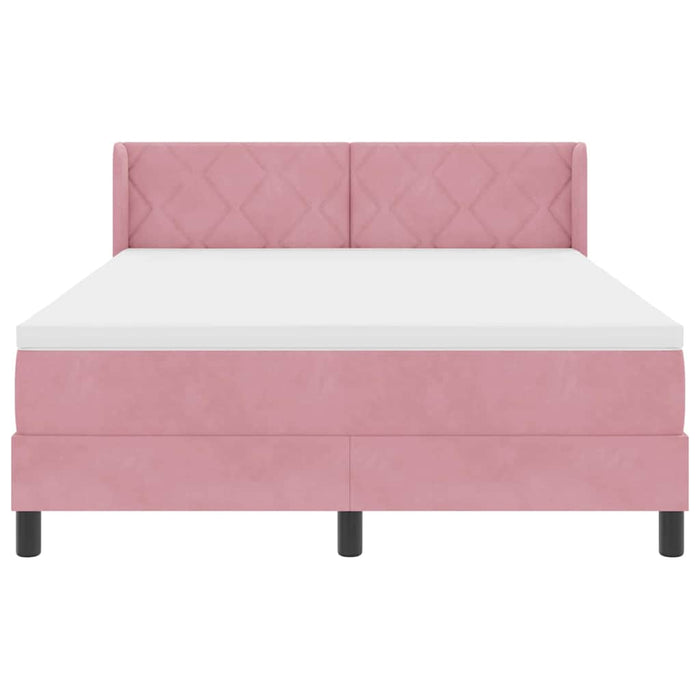 Pat cu arcuri cu headboard Manual Roz 200 x 140 cm Catifea - WALTI WALTI