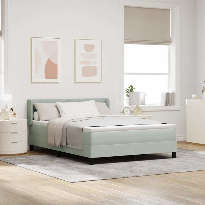 Pat cu arcuri cu headboard Gri deschis 200 x 160 cm Catifea - WALTI WALTI