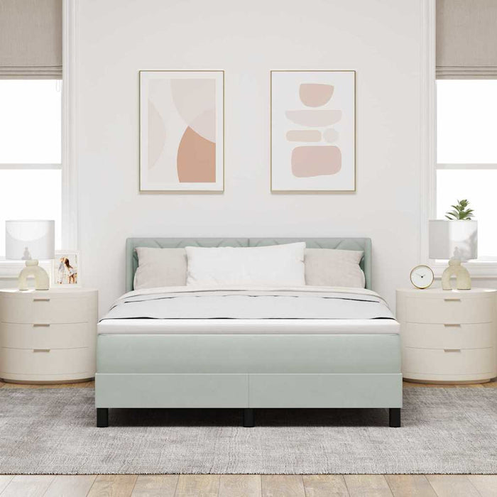 Pat cu arcuri cu headboard Gri deschis 200 x 160 cm Catifea - WALTI WALTI