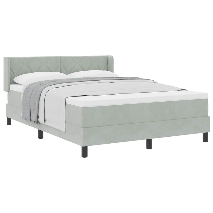 Pat cu arcuri cu headboard Gri deschis 200 x 160 cm Catifea - WALTI WALTI